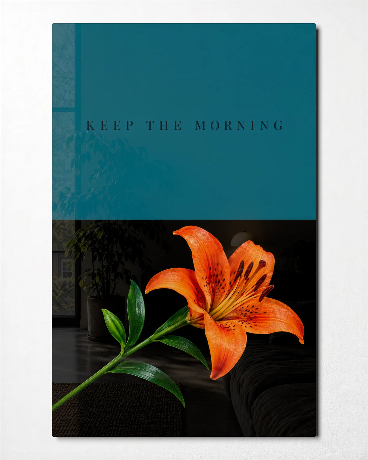 Keep the Morning — front view of glass wall art