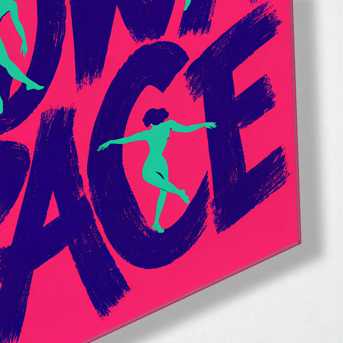 Your Own Pace — corner detail of glass wall art