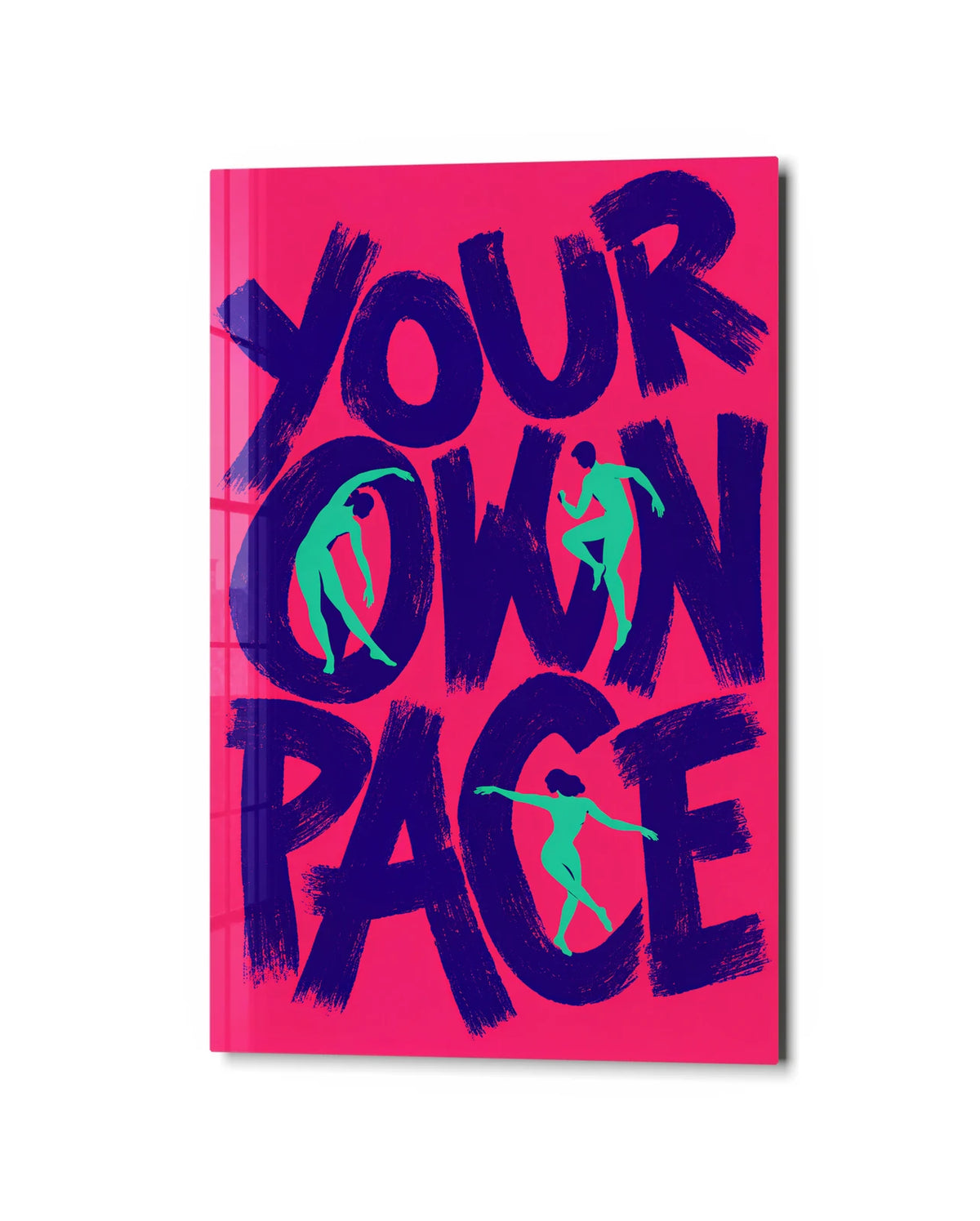 Your Own Pace — studio view of glass wall art