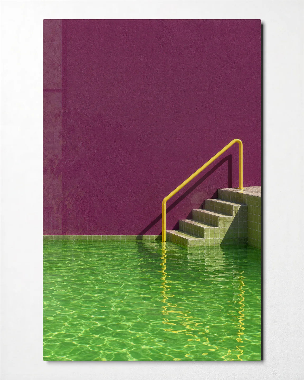The Yellow Handrail — front view of glass wall art