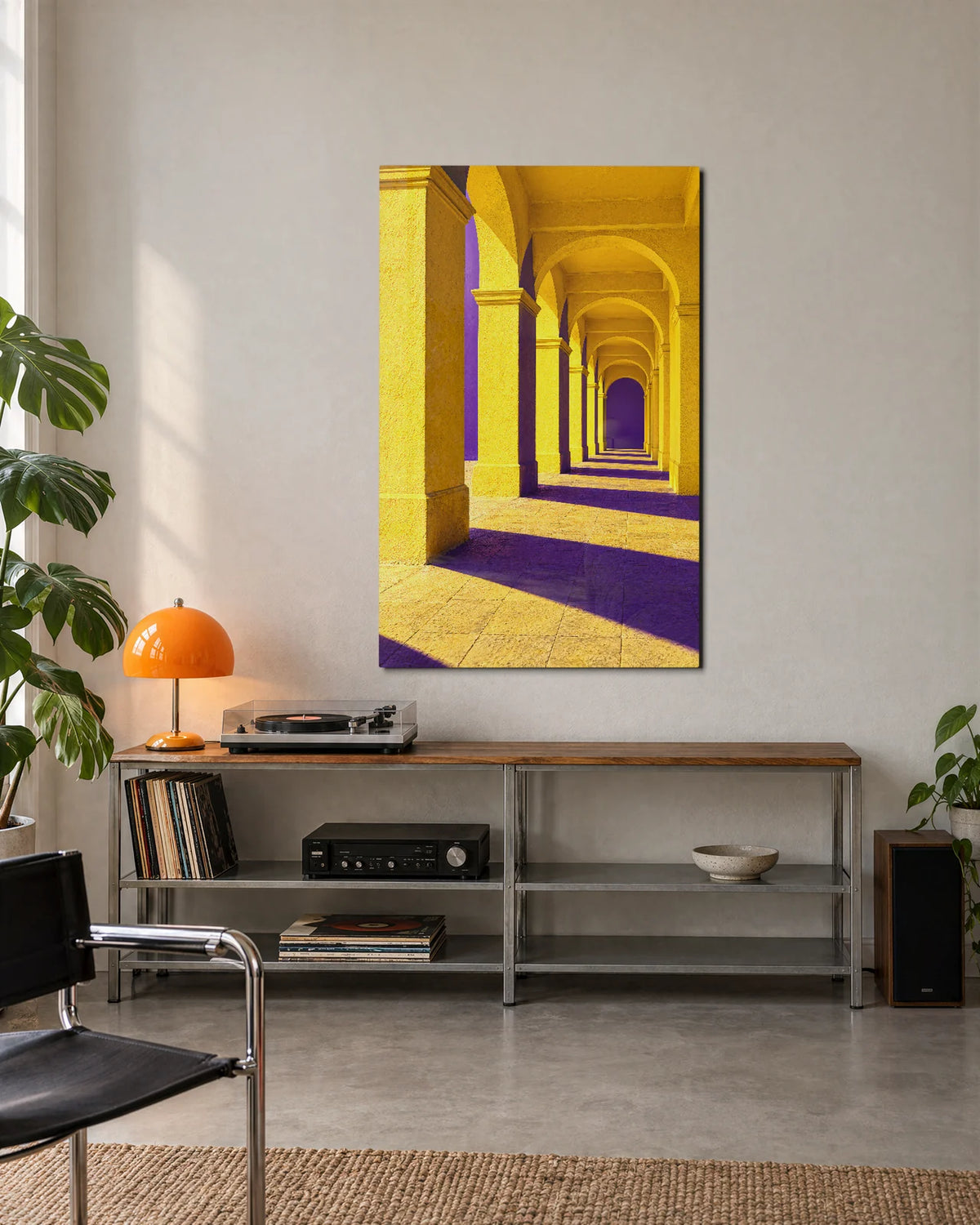 Yellow Arches Purple Shadows — shown in a living space