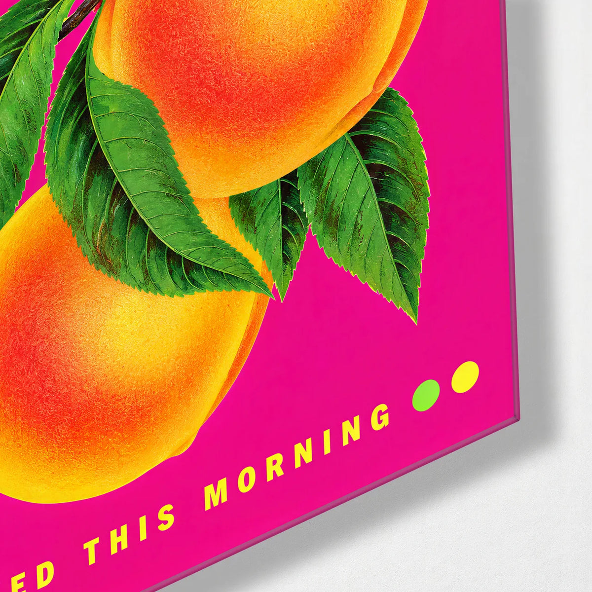 Apricot Season — corner detail of glass wall art