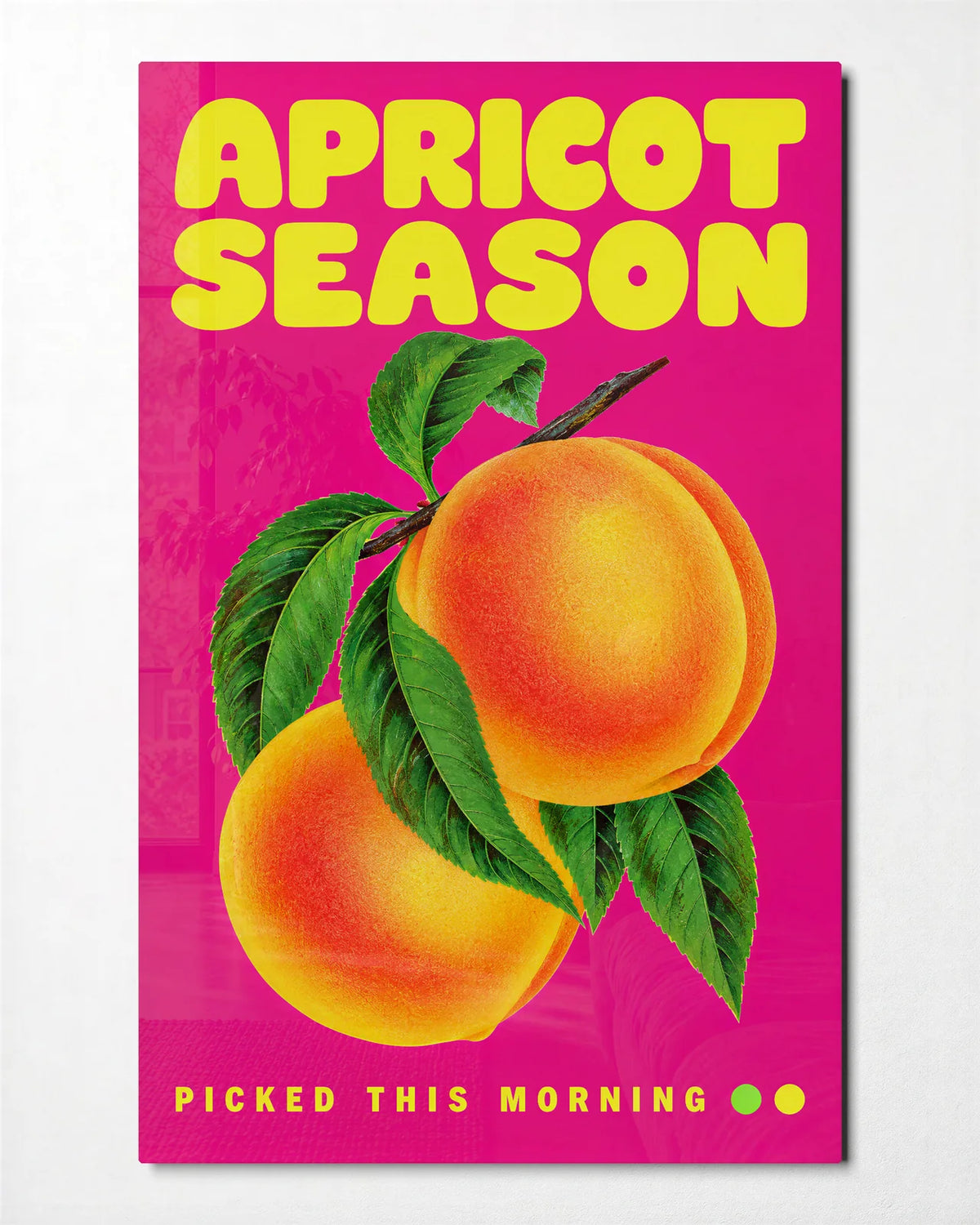 Apricot Season — front view of glass wall art