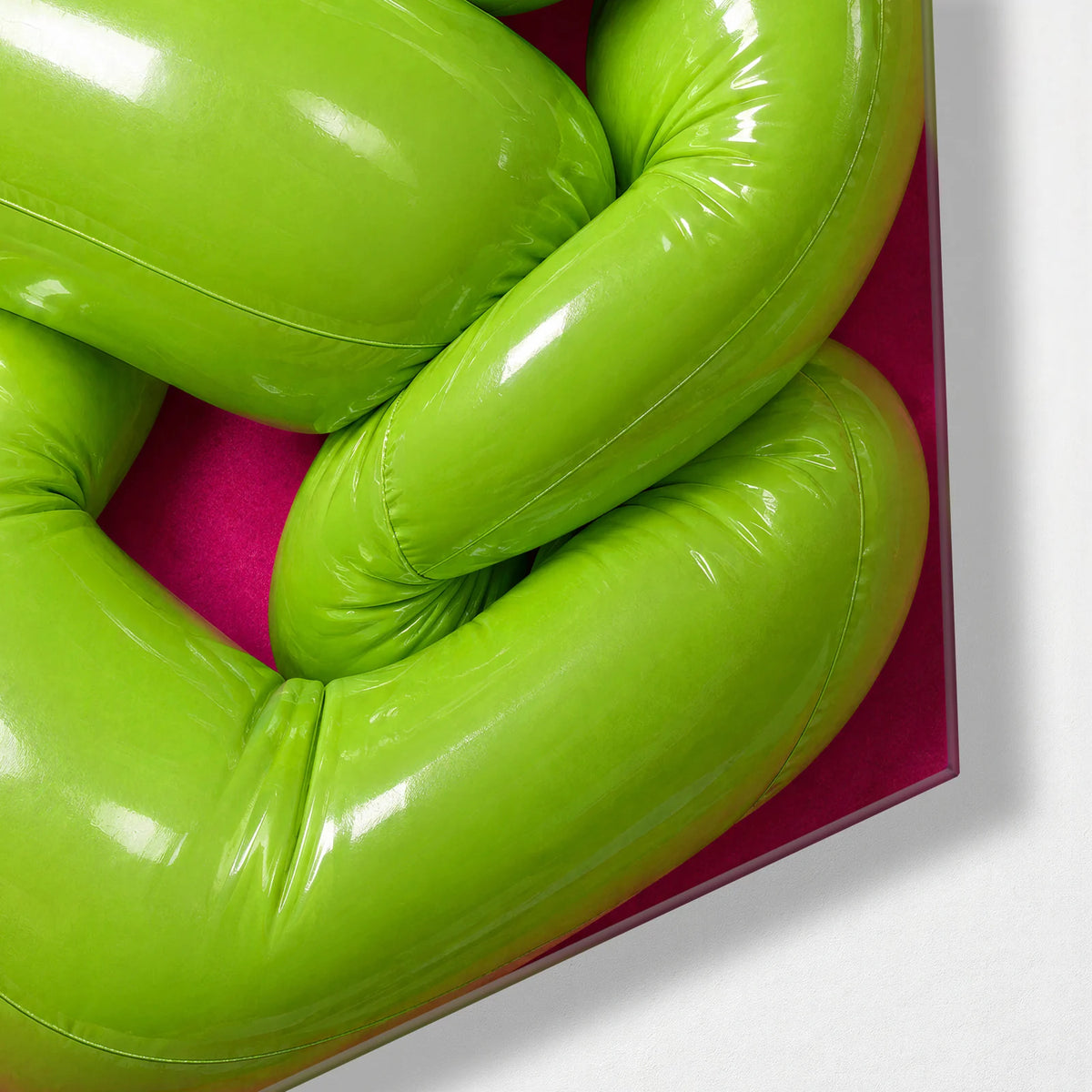 Lime Knot — corner detail of glass wall art