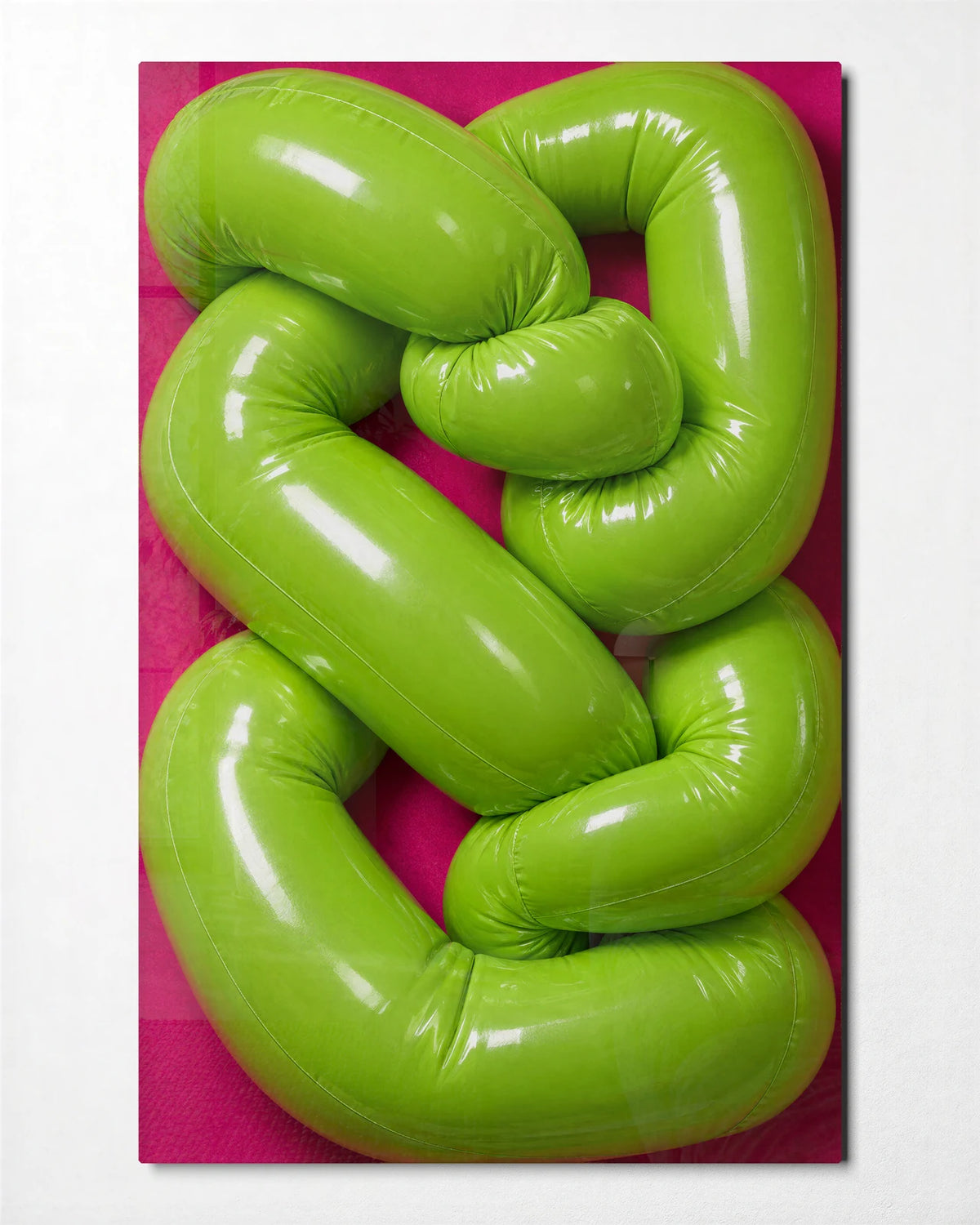 Lime Knot — front view of glass wall art