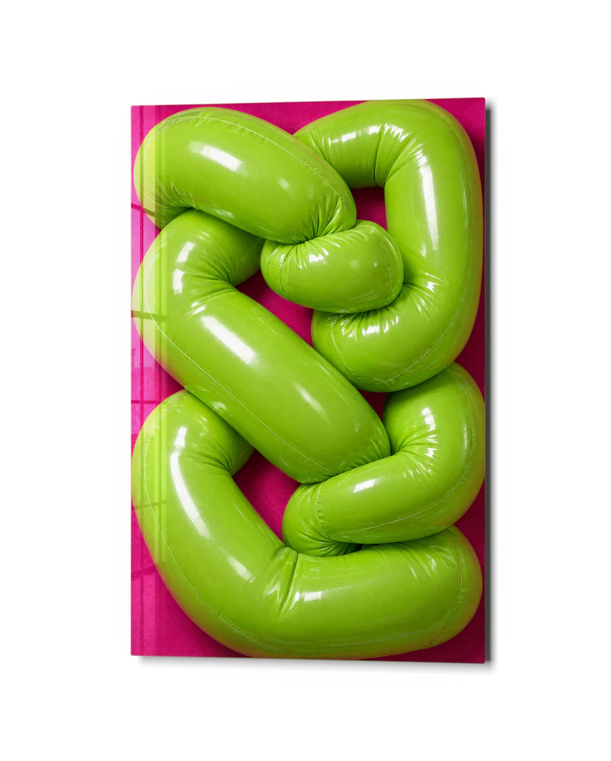 Lime Knot — studio view of glass wall art