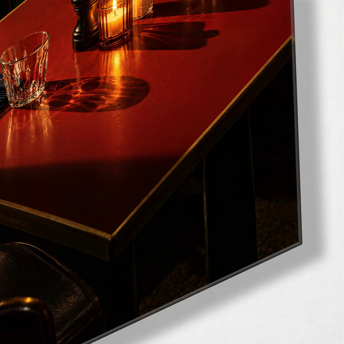 The Table Is Set — corner detail of glass wall art
