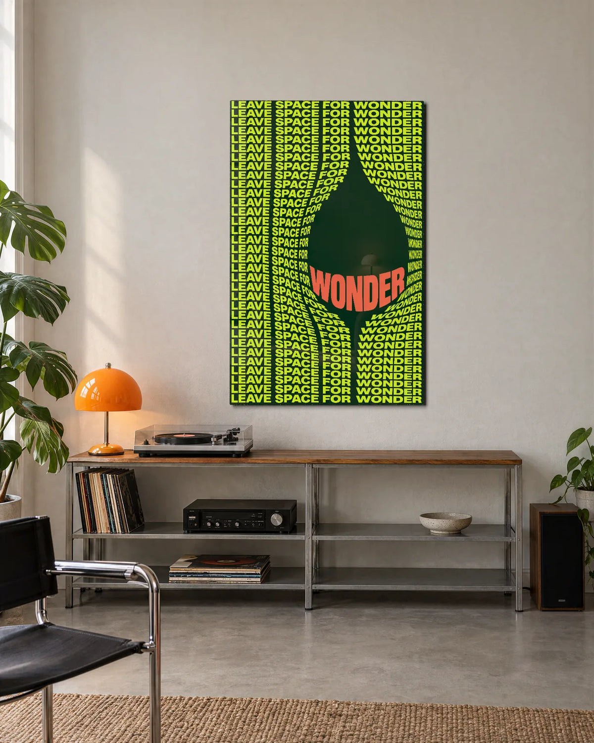 Leave Space for Wonder — shown in a living space