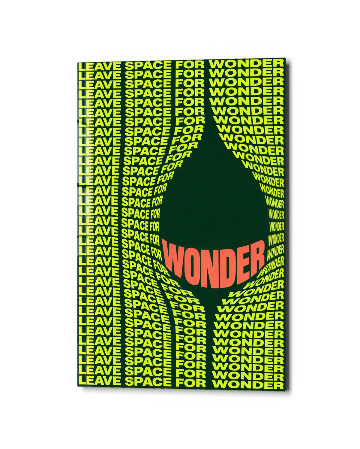 Leave Space for Wonder — studio view of glass wall art
