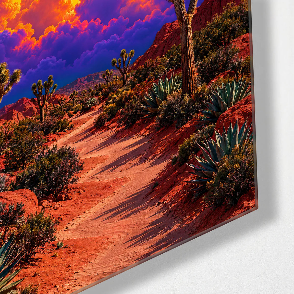 Desert Beyond Daylight — corner detail of glass wall art