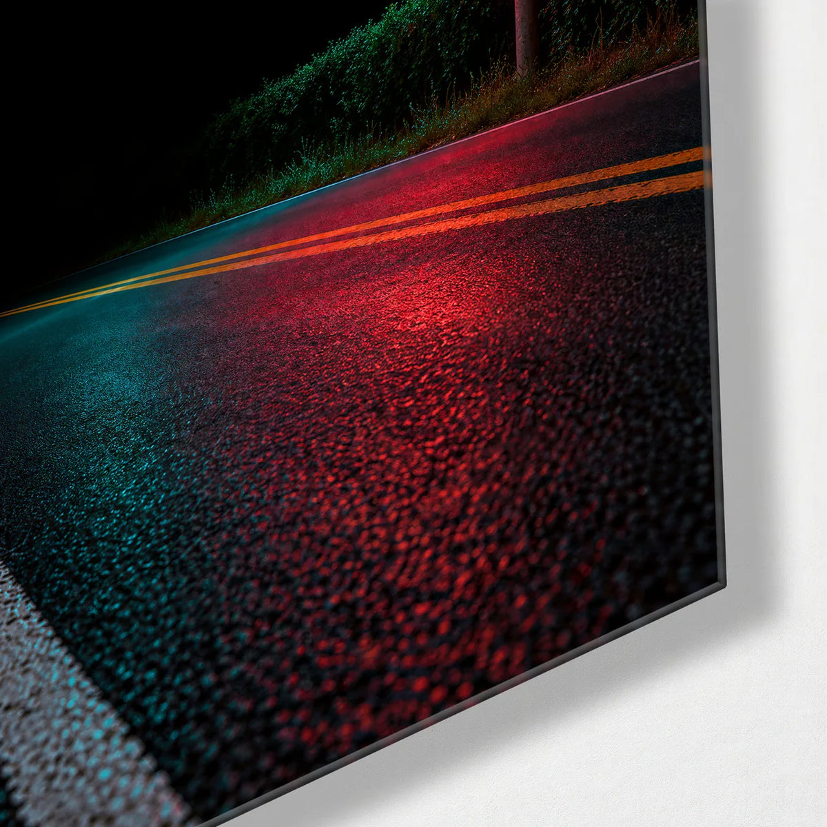 Open All Night — corner detail of glass wall art
