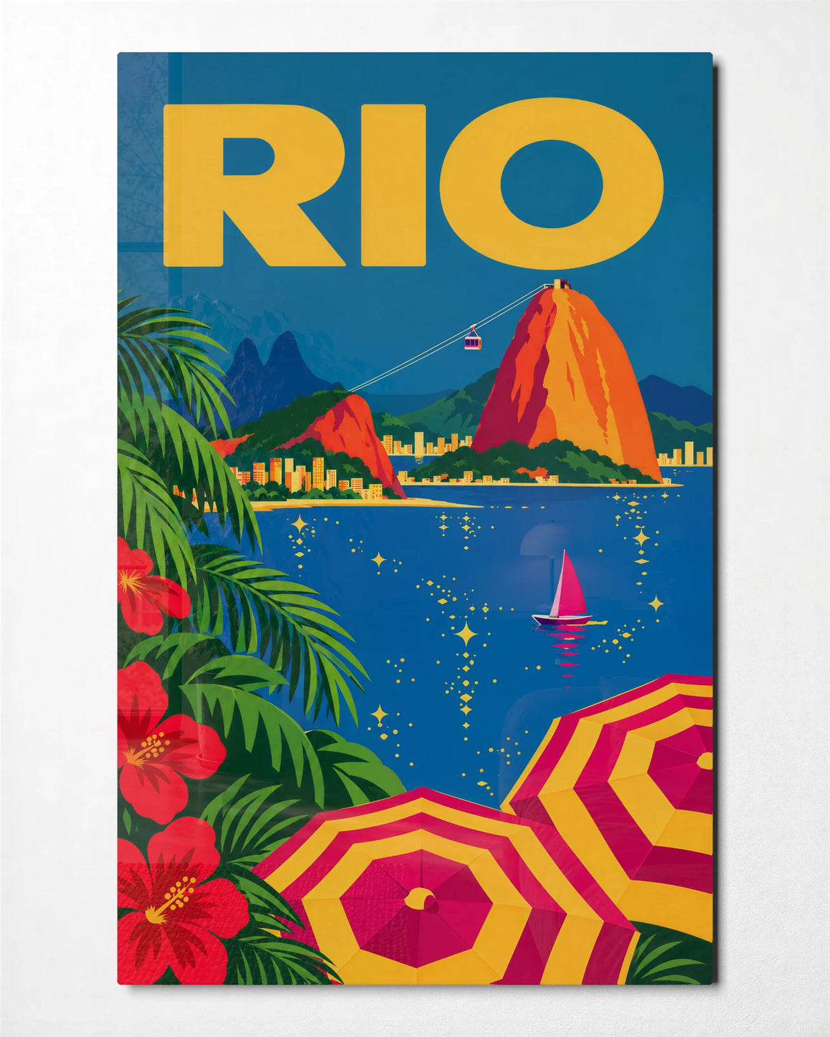Rio in the Sun — front view of glass wall art