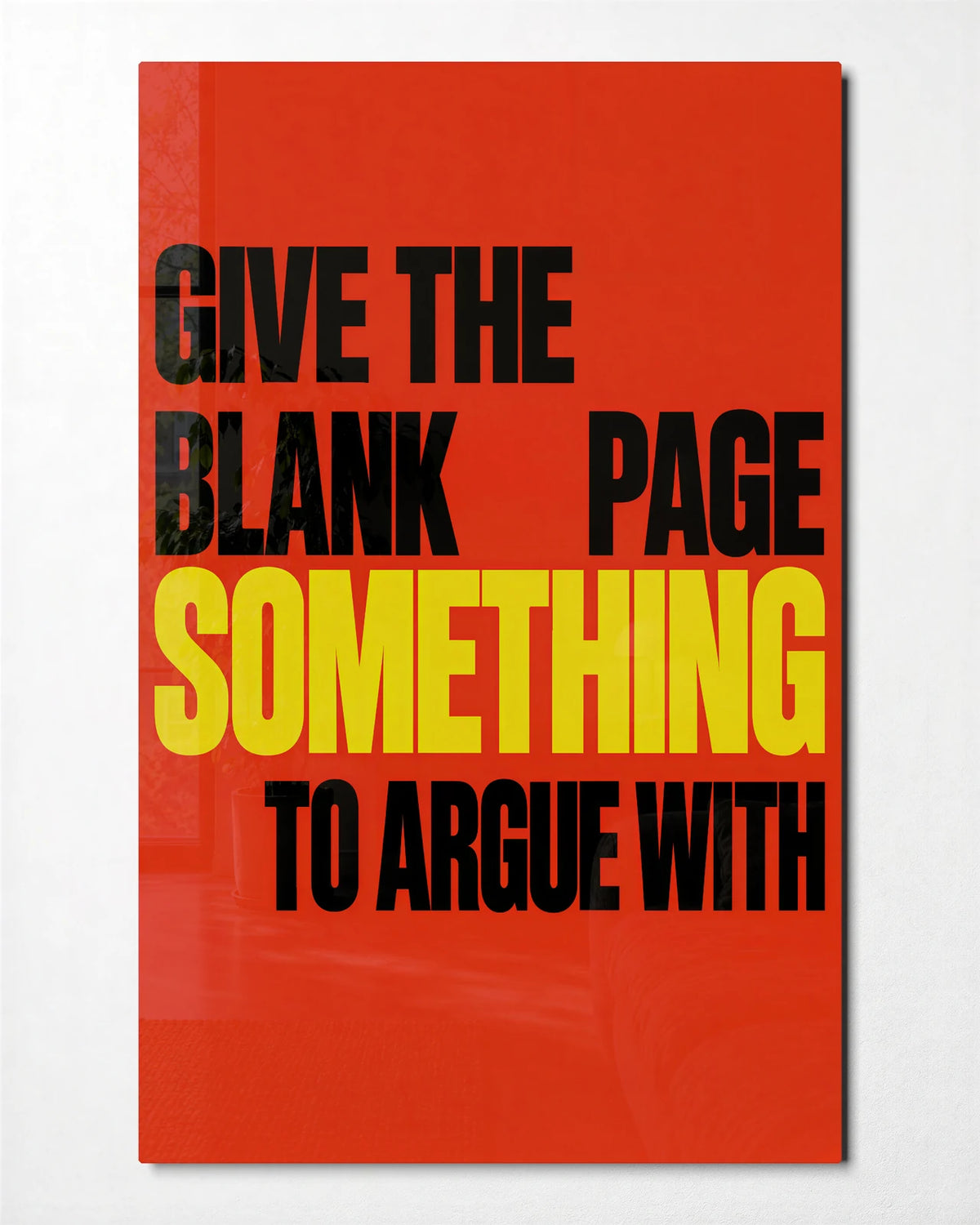 Something to Argue With — front view of glass wall art