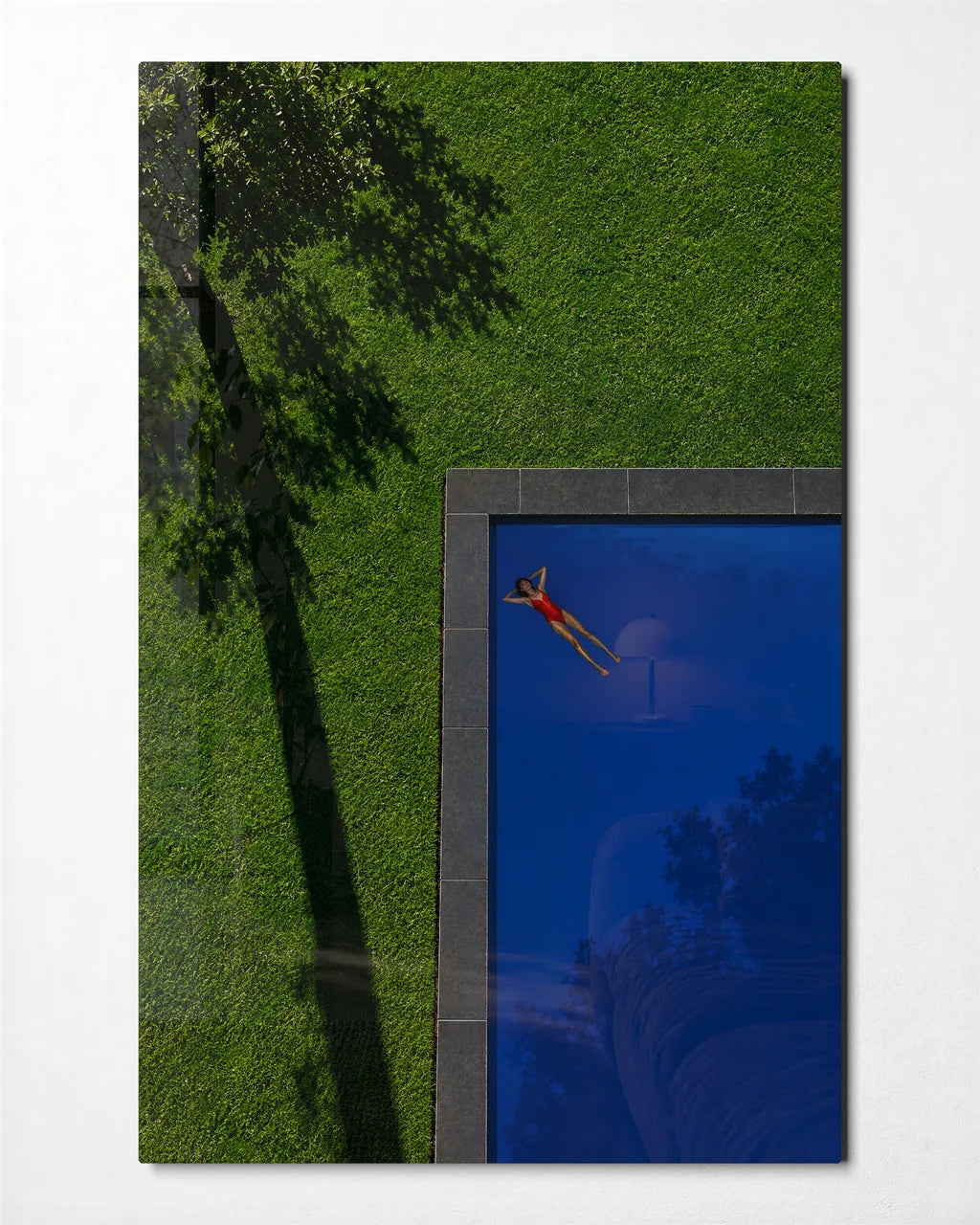 One Quiet Float — front view of glass wall art