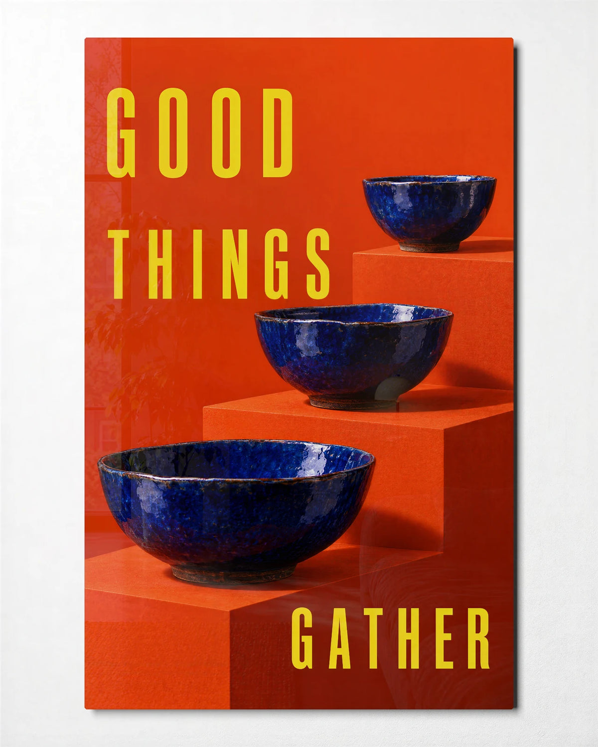 Good Things Gather — front view of glass wall art