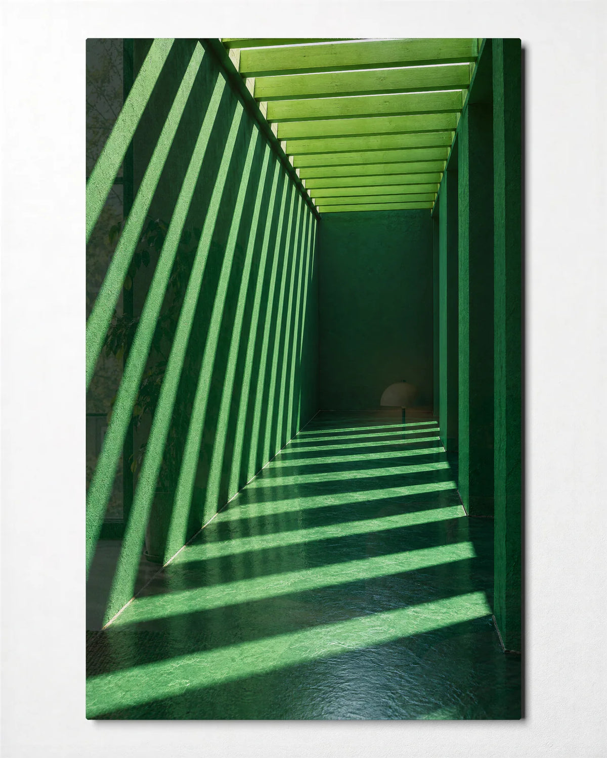 Green Passage — front view of glass wall art