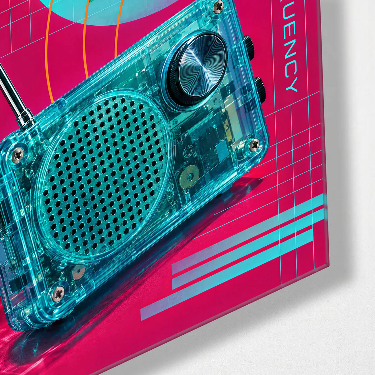 Weekend Frequency — corner detail of glass wall art