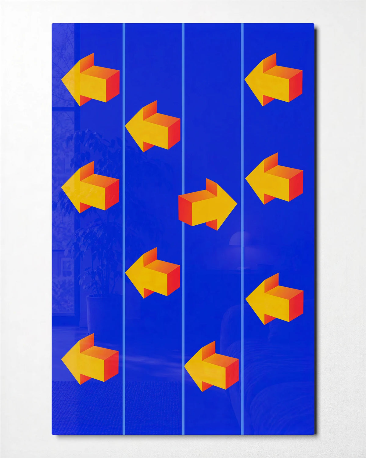 A Different Direction — front view of glass wall art