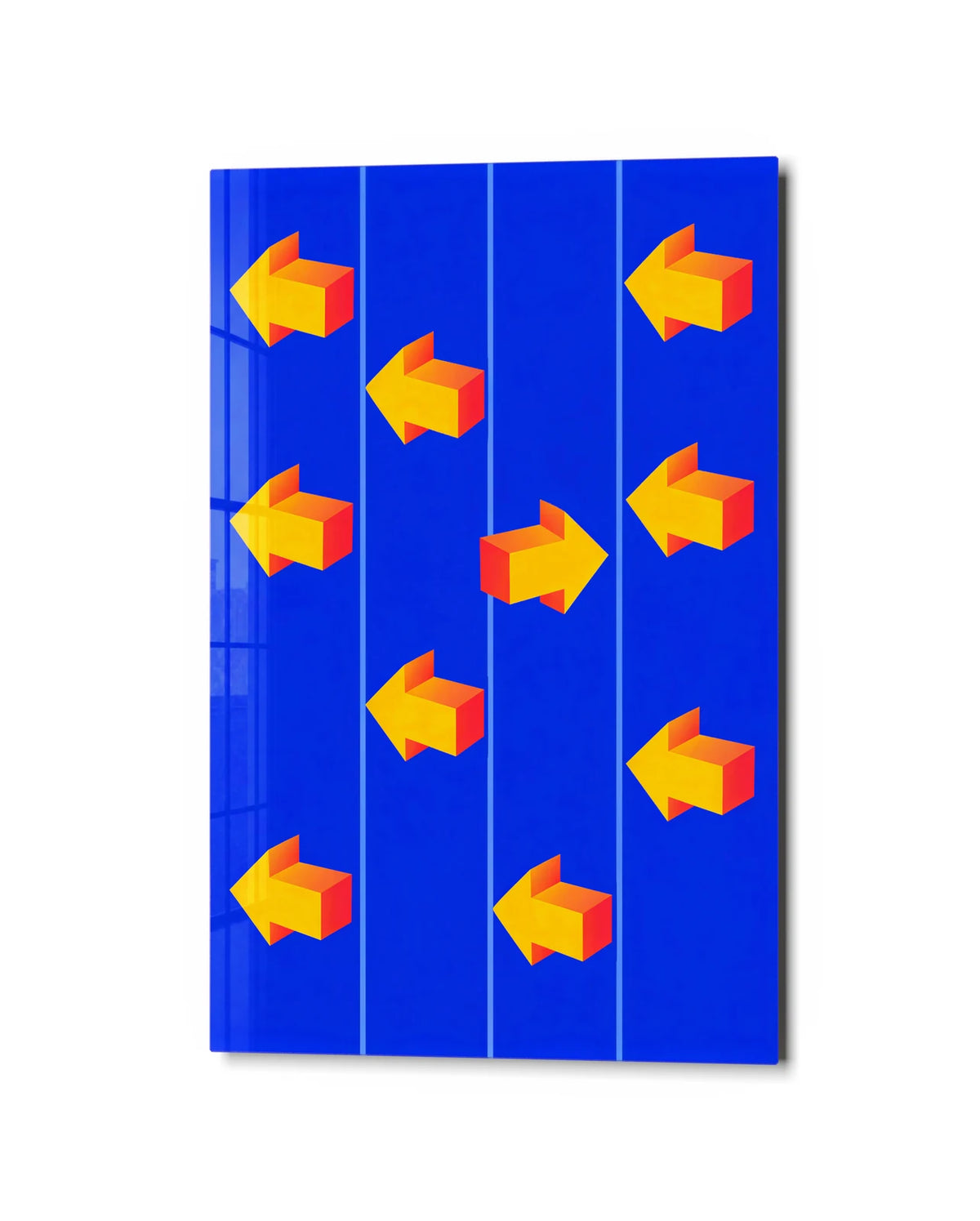 A Different Direction — studio view of glass wall art