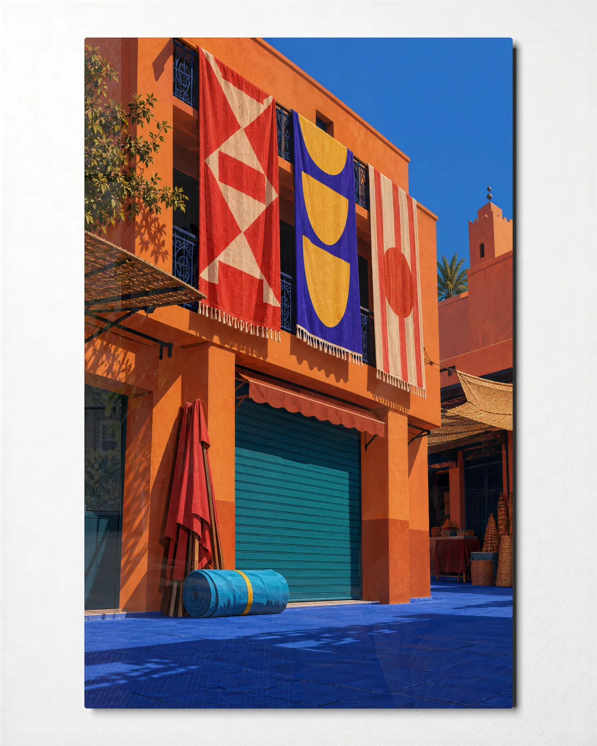 Banners in the Sun — front view of glass wall art