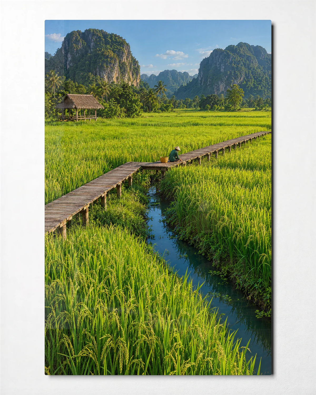 Through the Green Fields — front view of glass wall art