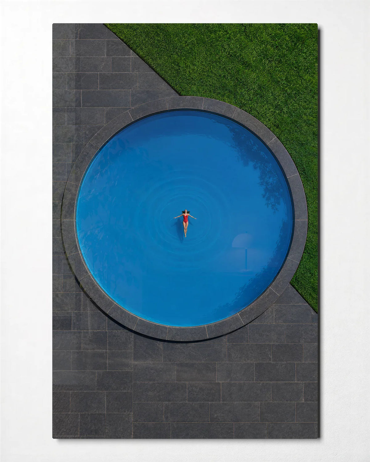 A Circle to Float In — front view of glass wall art