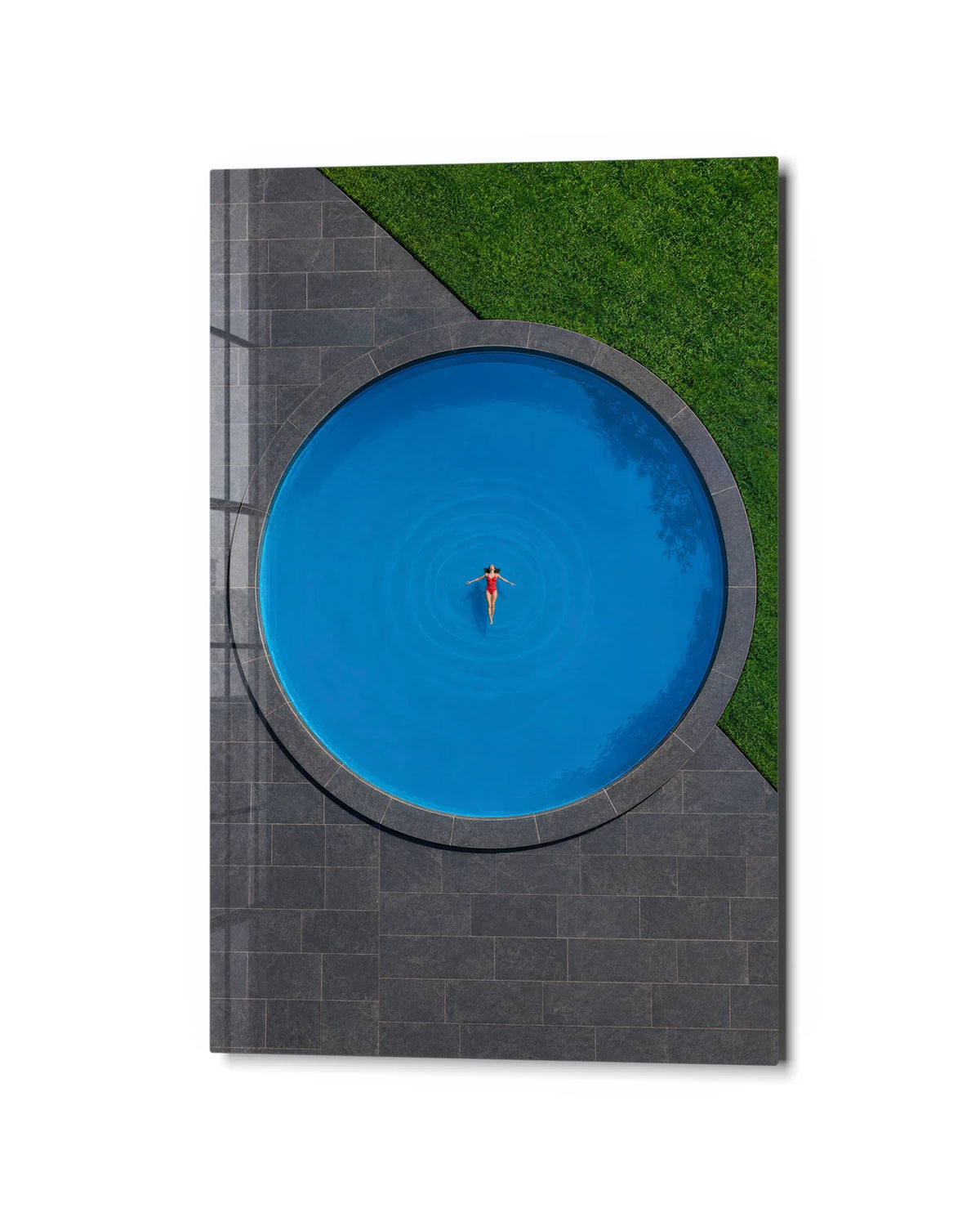 A Circle to Float In — studio view of glass wall art