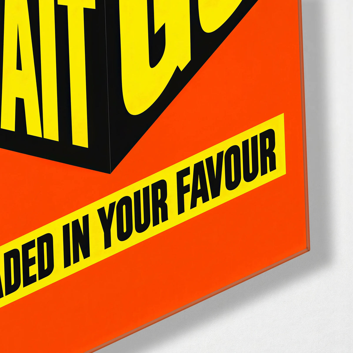 Loaded in Your Favour — corner detail of glass wall art