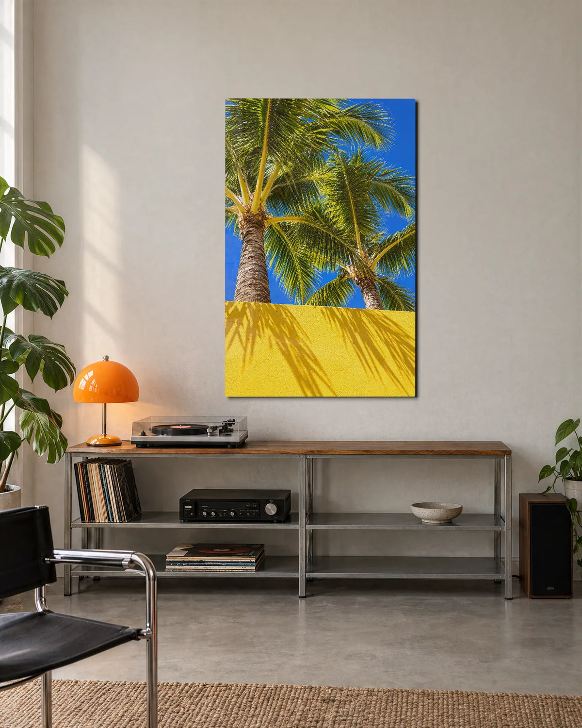Palms Over Yellow — shown in a living space