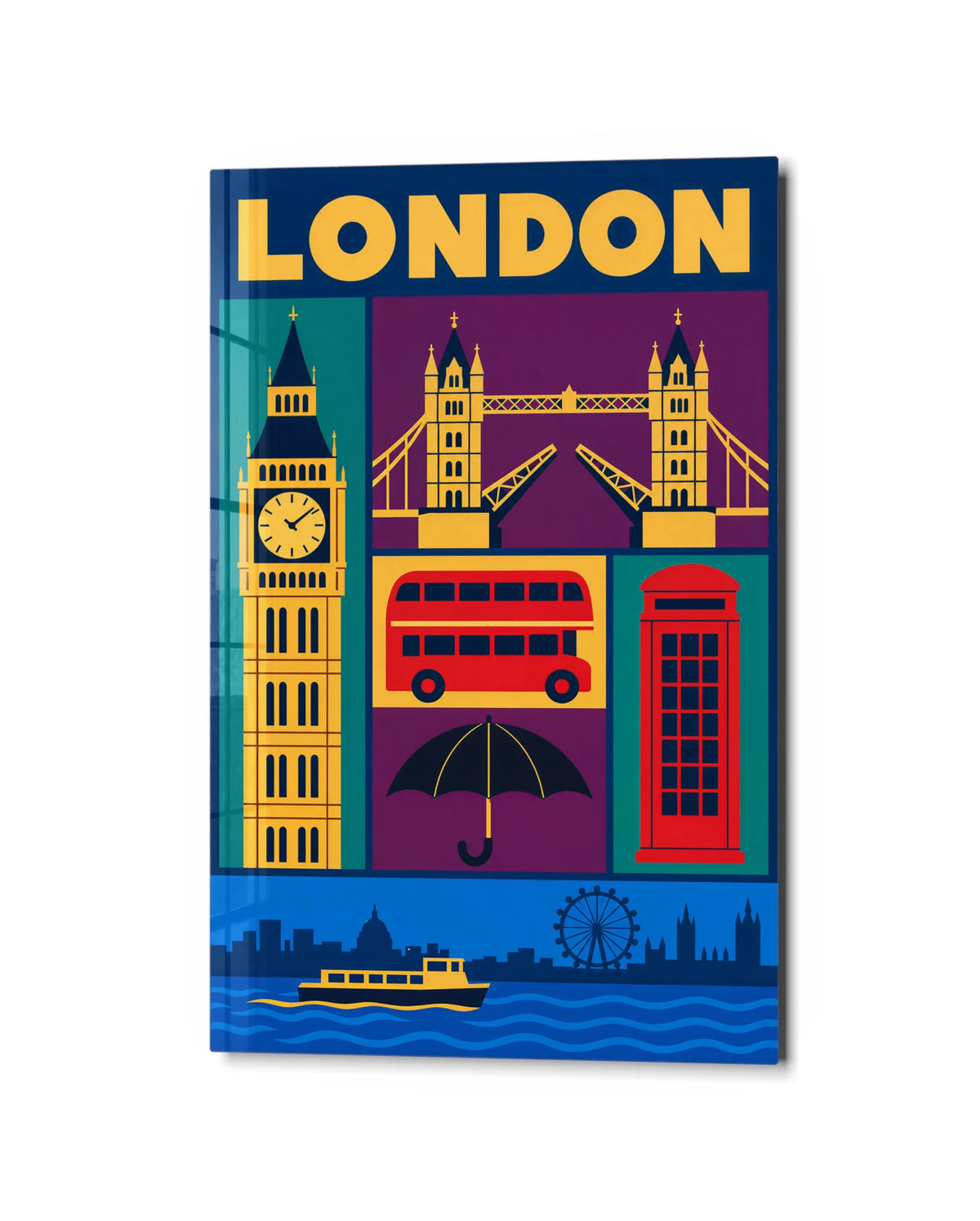 London in Pieces — studio view of glass wall art