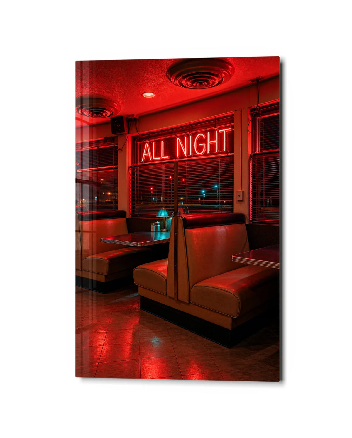 All Night — studio view of glass wall art