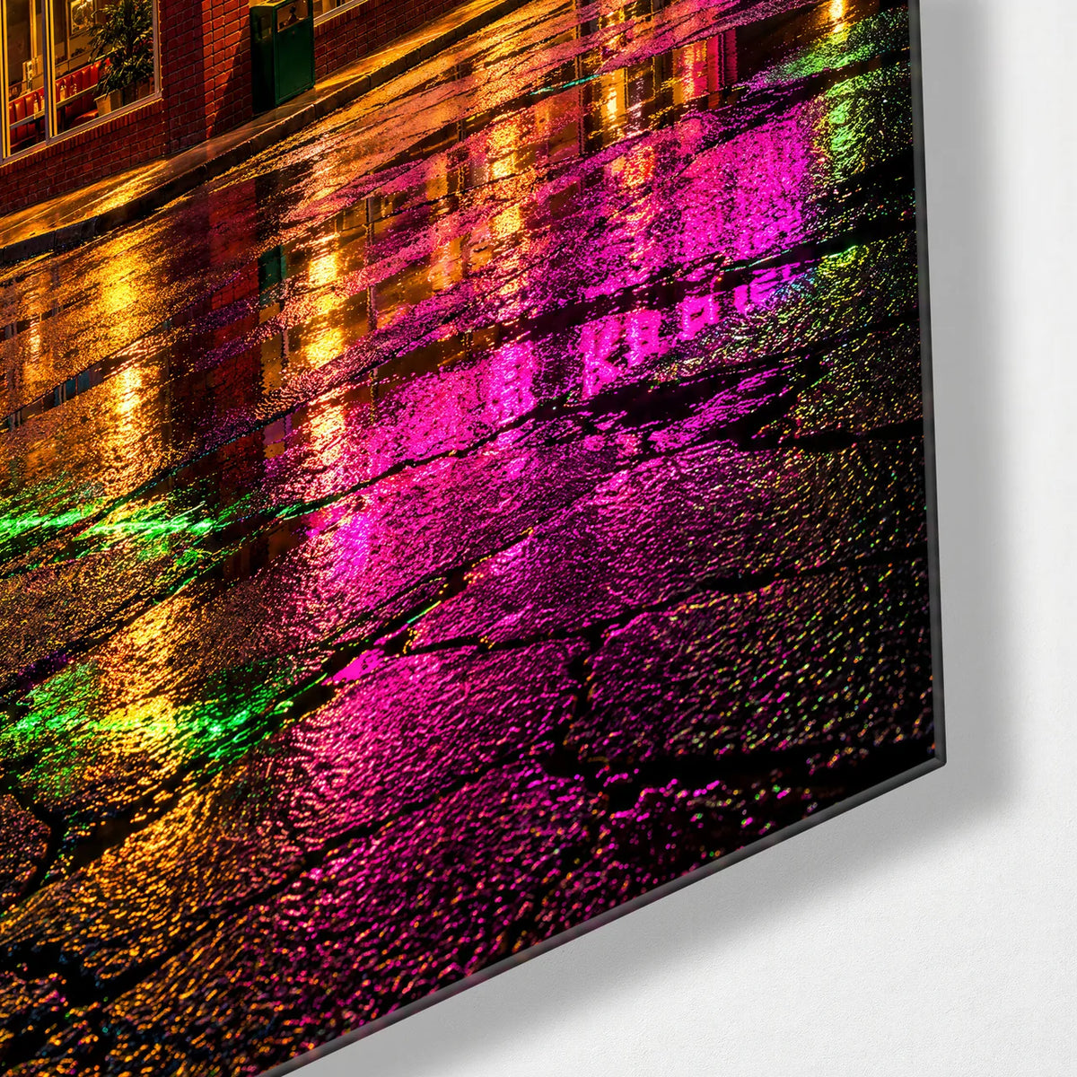 Night Kitchen — corner detail of glass wall art