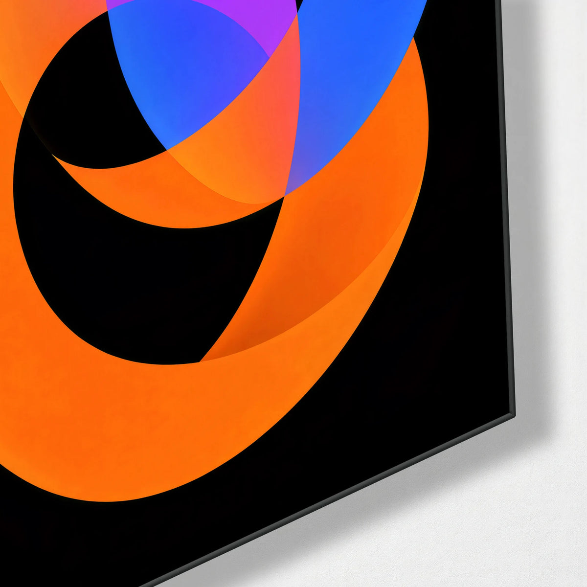 Two Loops Together — corner detail of glass wall art