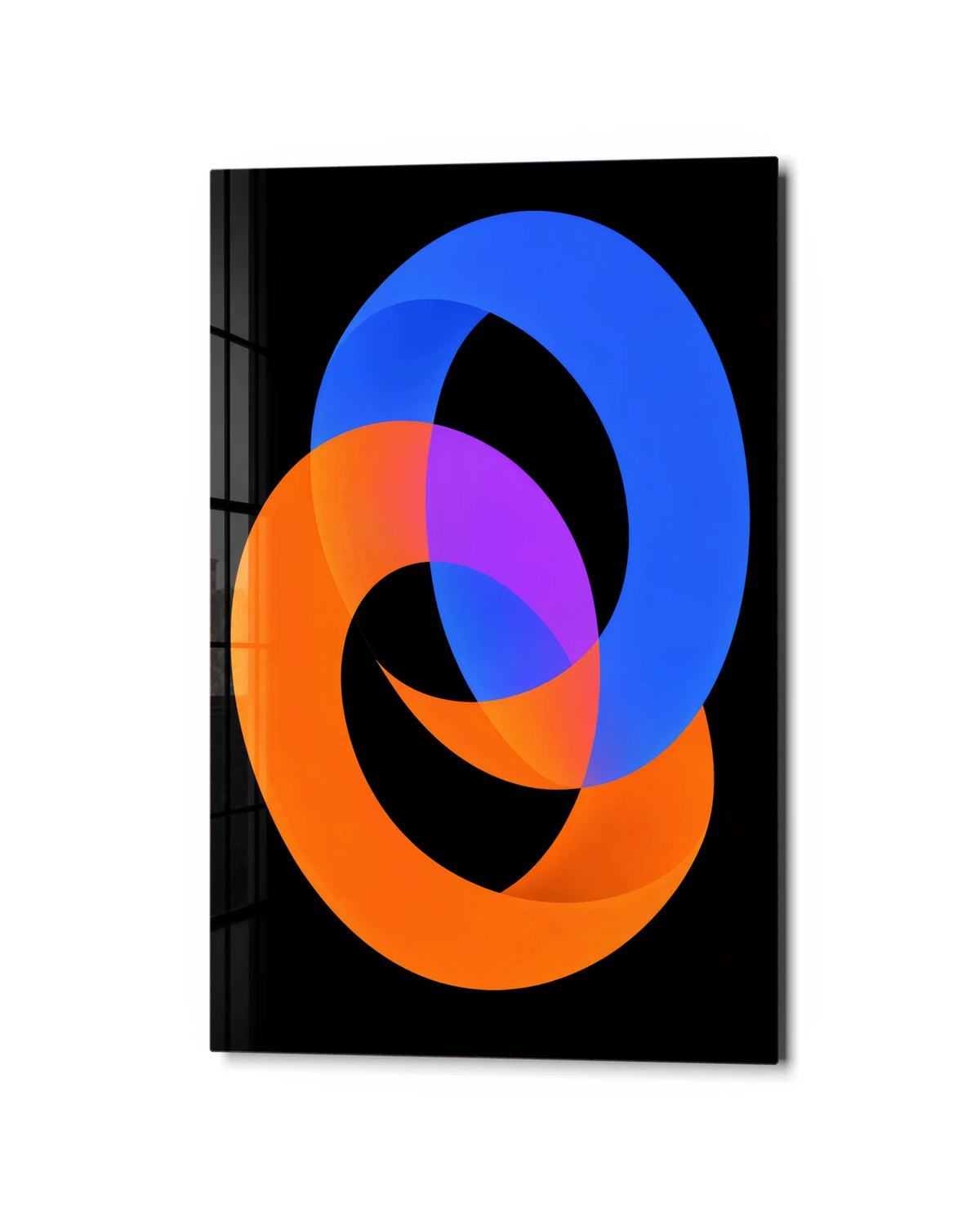 Two Loops Together — studio view of glass wall art