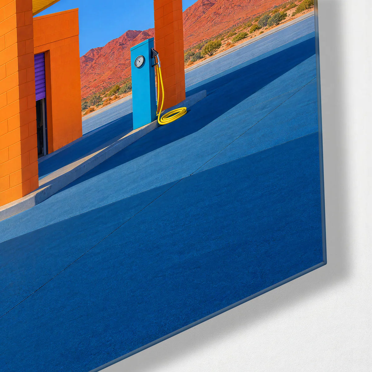 The Colour Stop — corner detail of glass wall art