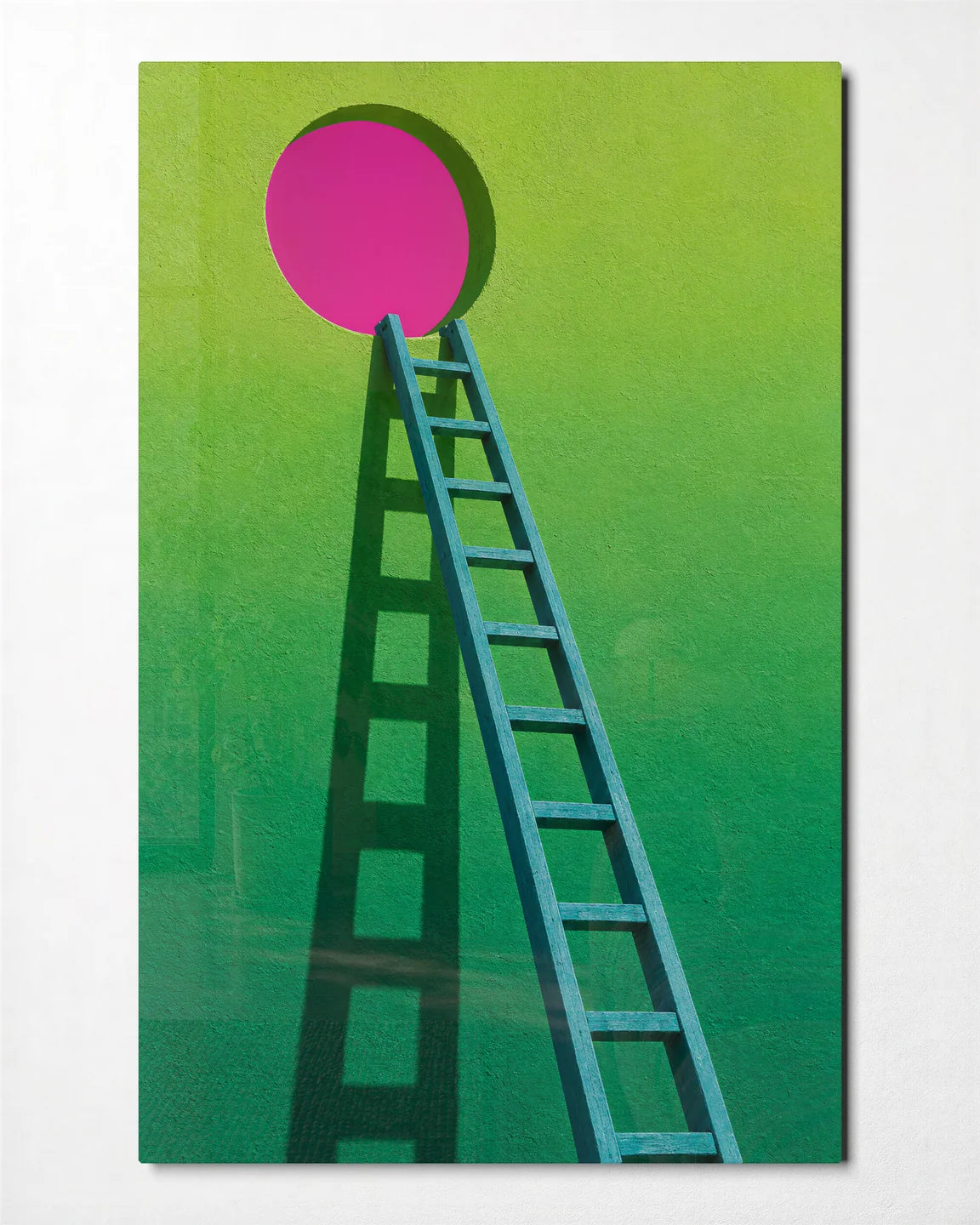 Ladder to Pink — front view of glass wall art