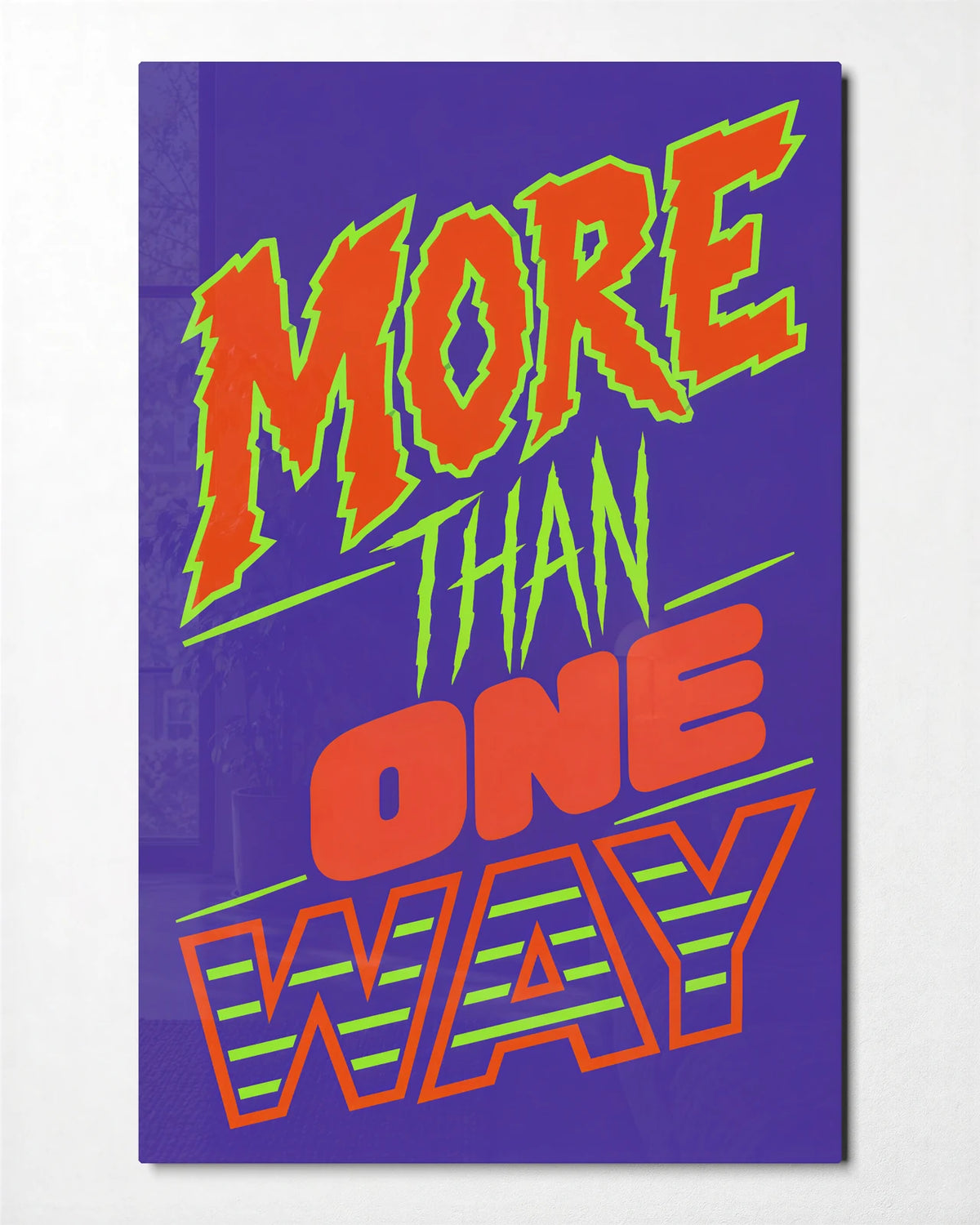 More Than One Way — front view of glass wall art