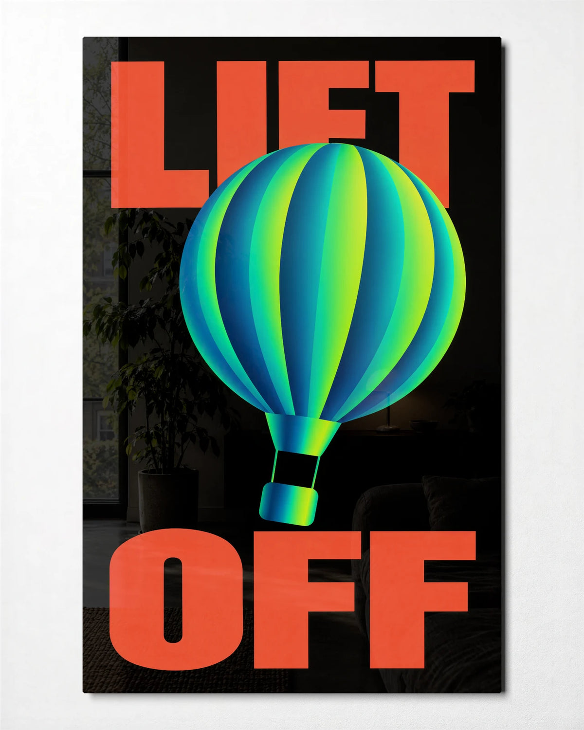 Lift Off — front view of glass wall art