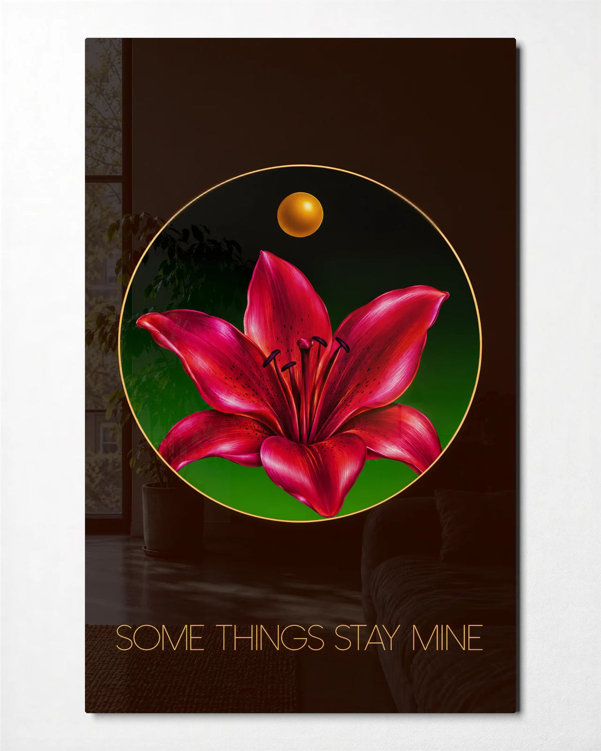 Some Things Stay Mine — front view of glass wall art