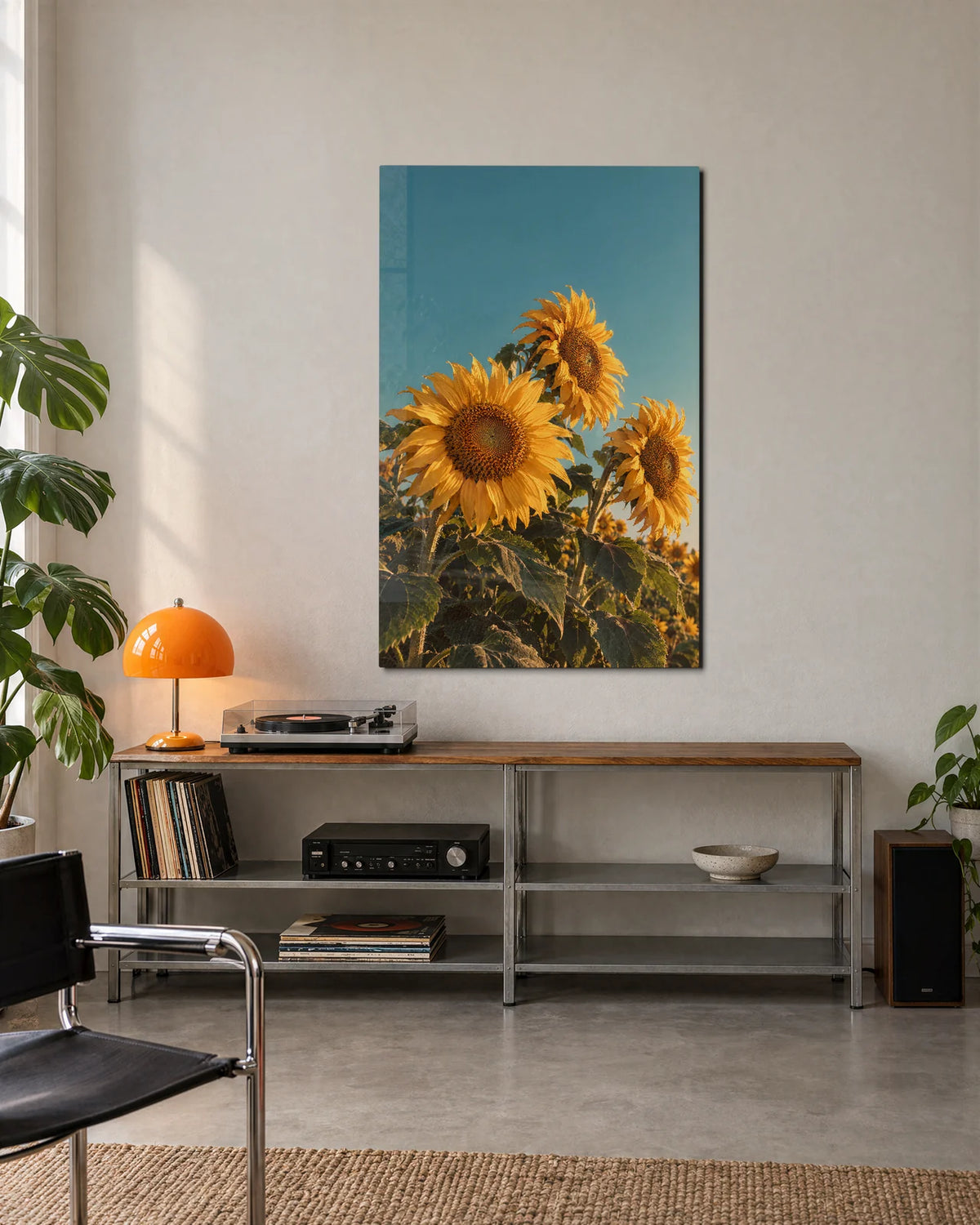 Sunflowers Turning — shown in a living space