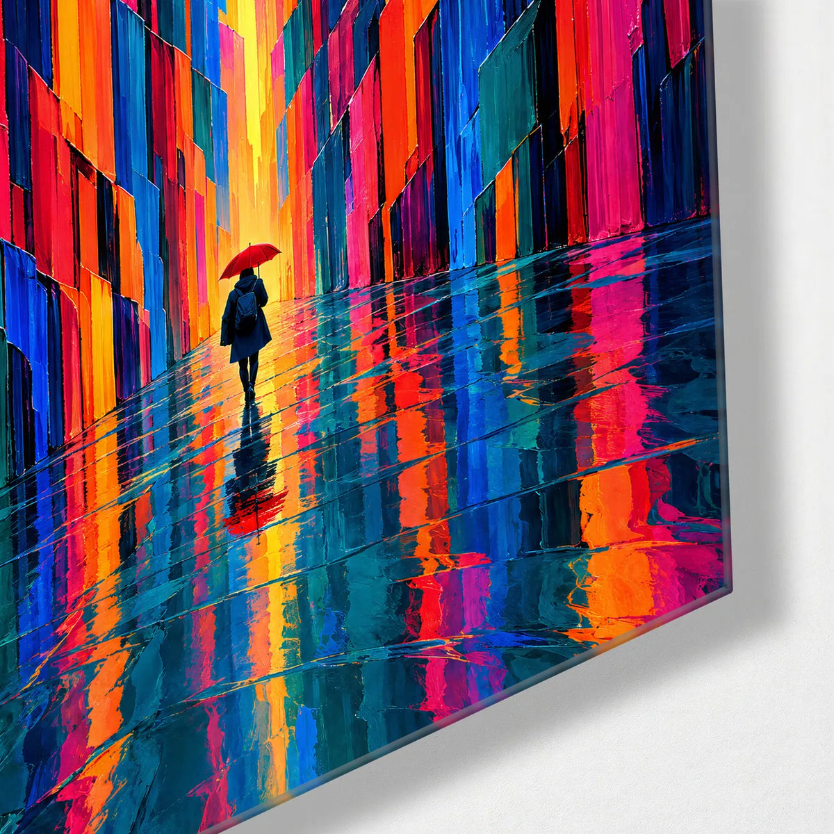 A Walk through Colour — corner detail of glass wall art