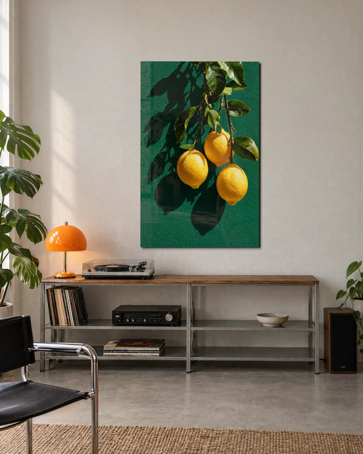 Three Lemons Hanging — shown in a living space