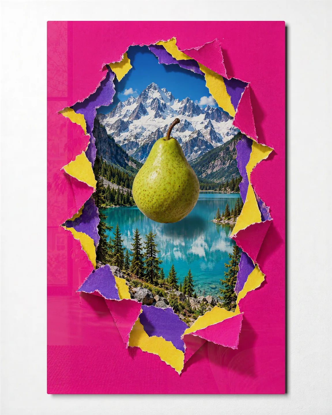 A Pear Elsewhere — front view of glass wall art