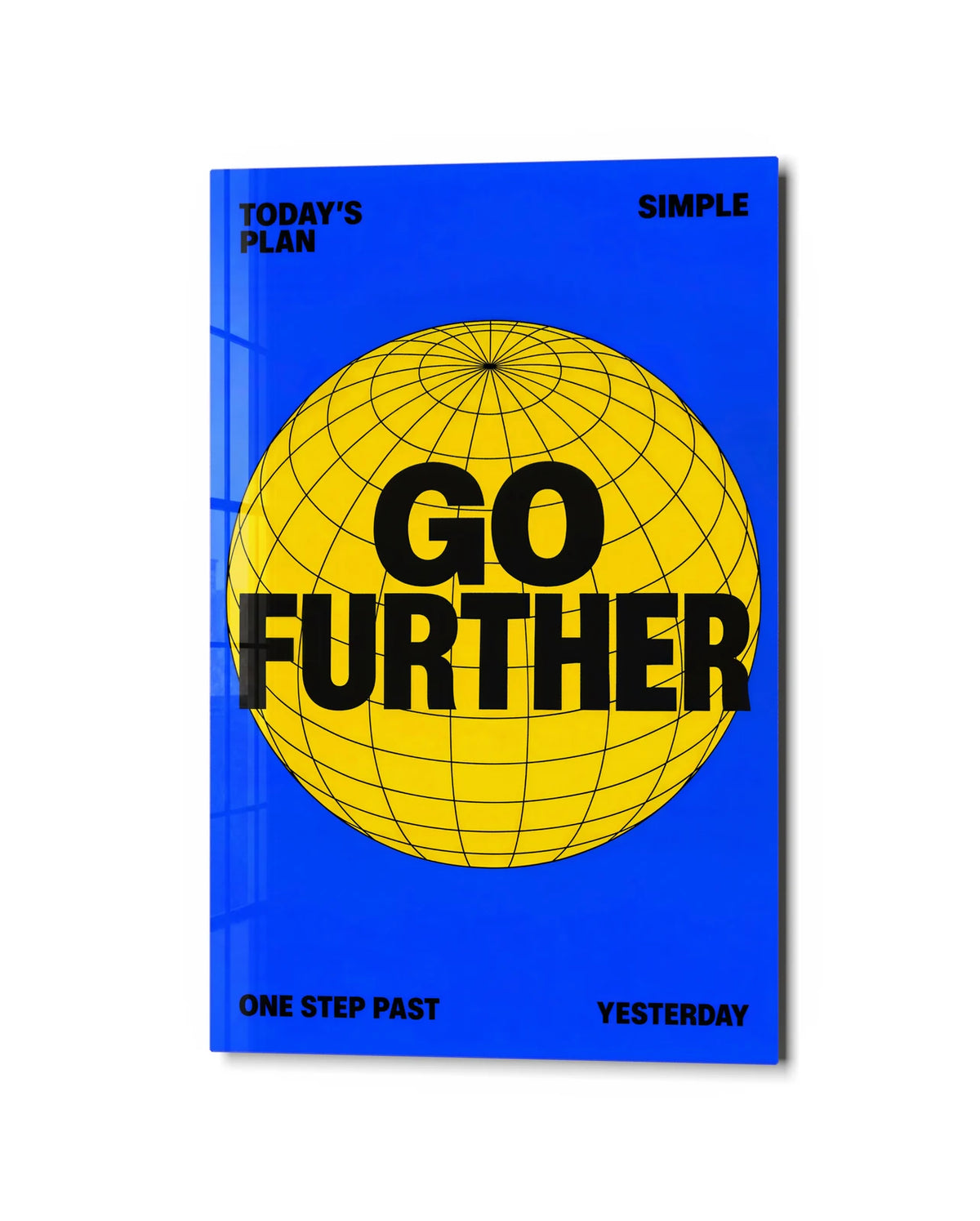 Go Further — studio view of glass wall art