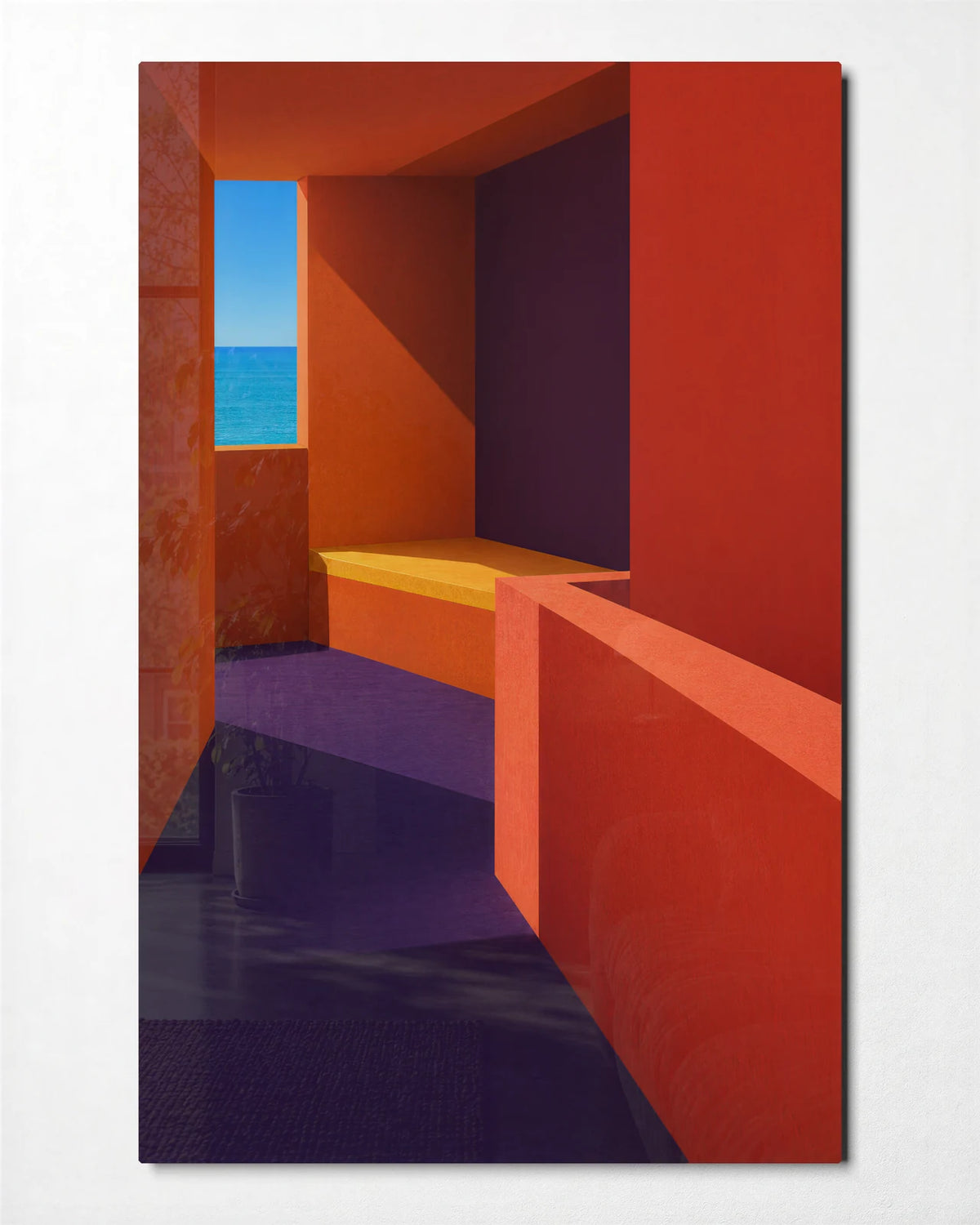 The Orange Alcove — front view of glass wall art
