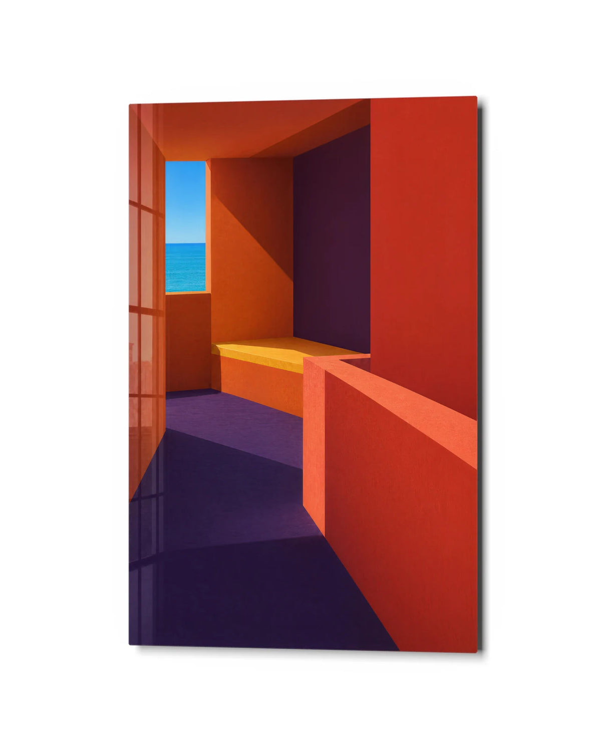 The Orange Alcove — studio view of glass wall art