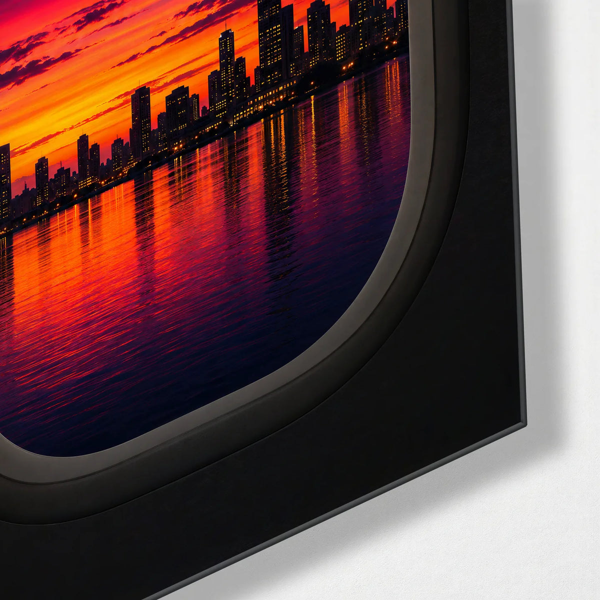 Sunset Through the Window — corner detail of glass wall art