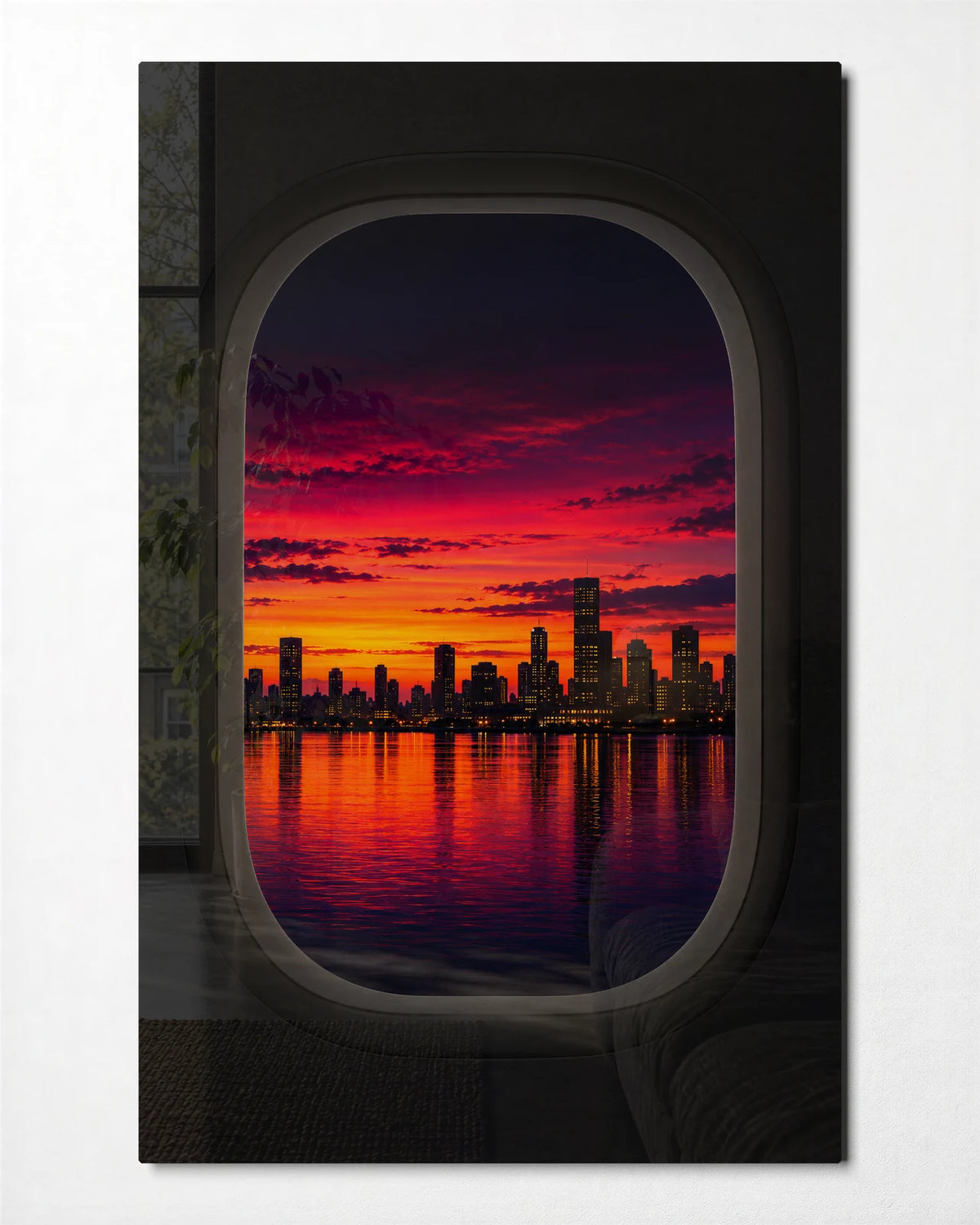 Sunset Through the Window — front view of glass wall art