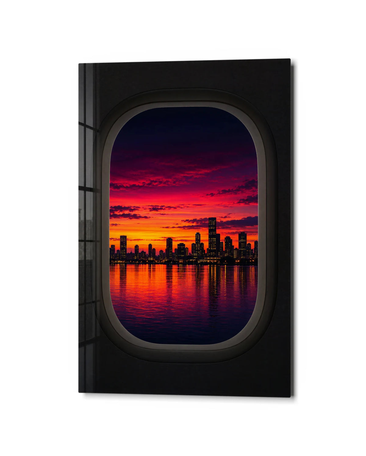 Sunset Through the Window — studio view of glass wall art