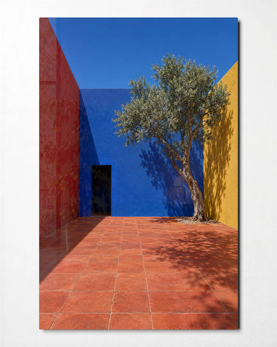 A Tree in the Courtyard — front view of glass wall art